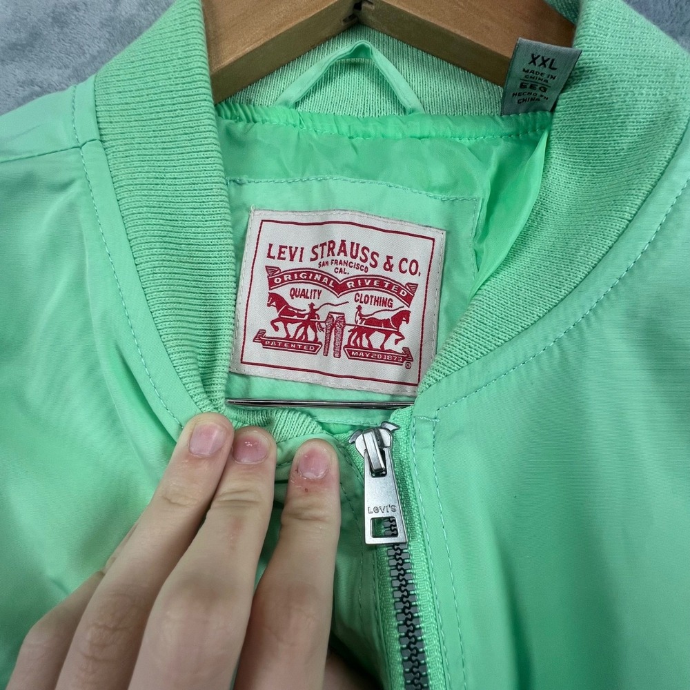 Levi's Bomber Jacket Womens XXL Mint Green Full Zip Flight Mom Vibe 80's Life - Picture 2 of 12